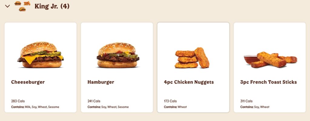 Burger King King Jr Meals