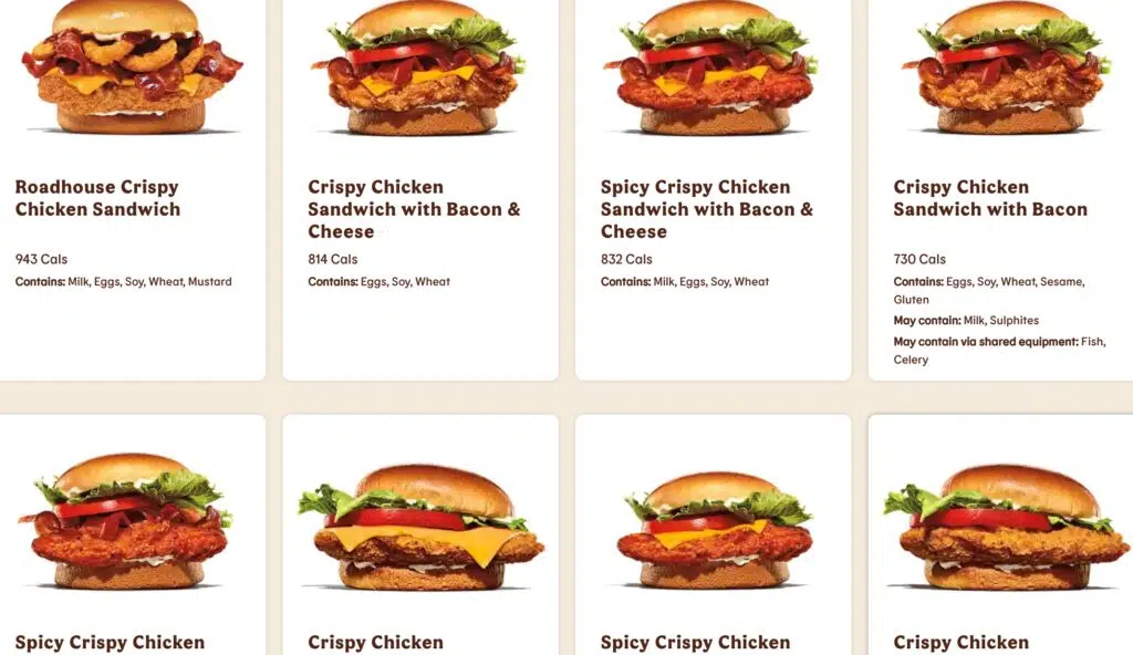 Burger King Chicken & Fish Meals