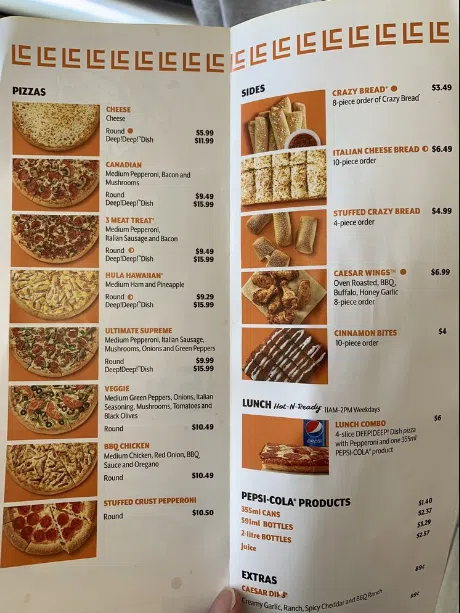 Little Caesars Menu Canada List