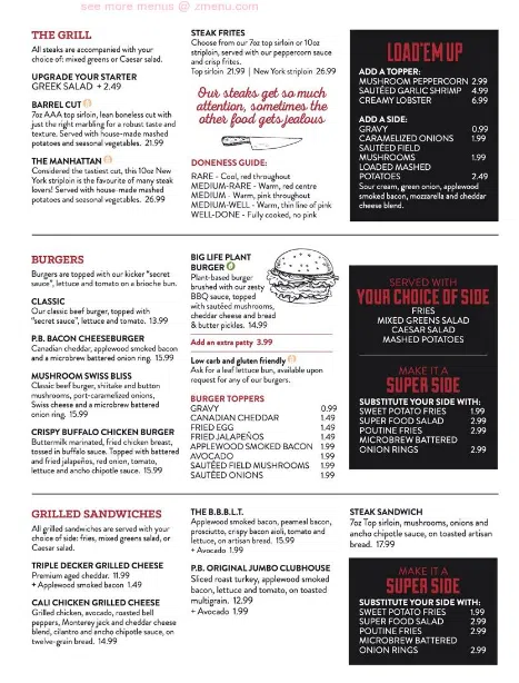 Pickle Barrel Menu Canada List