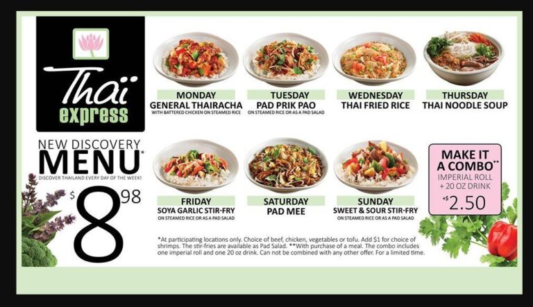 Thai Express Menu Canada And Latest Prices 2023