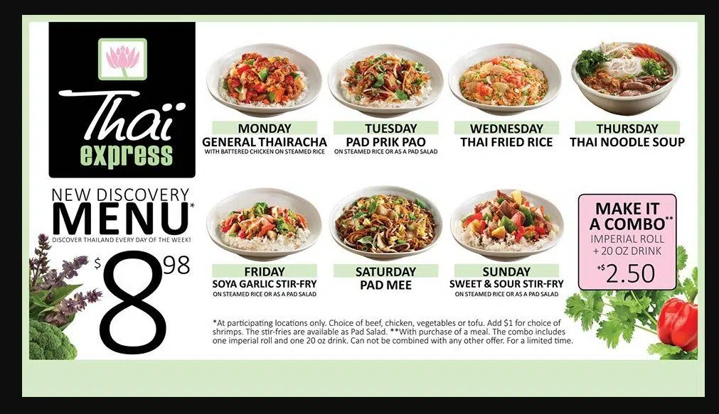 Thai Express Menu Canada List