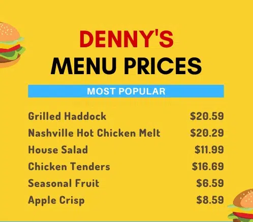 Denny’s Menu Canada Price