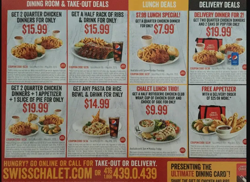 Swiss Chalet Menu Canada List