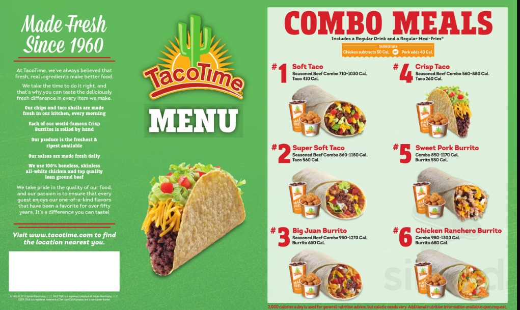 Taco Time Menu Canada Combo Meals