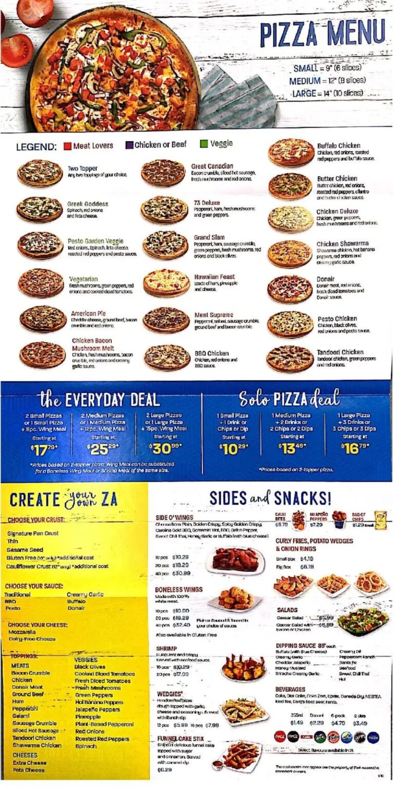 Pizza 73 Menu Canada with Latest Prices 2023