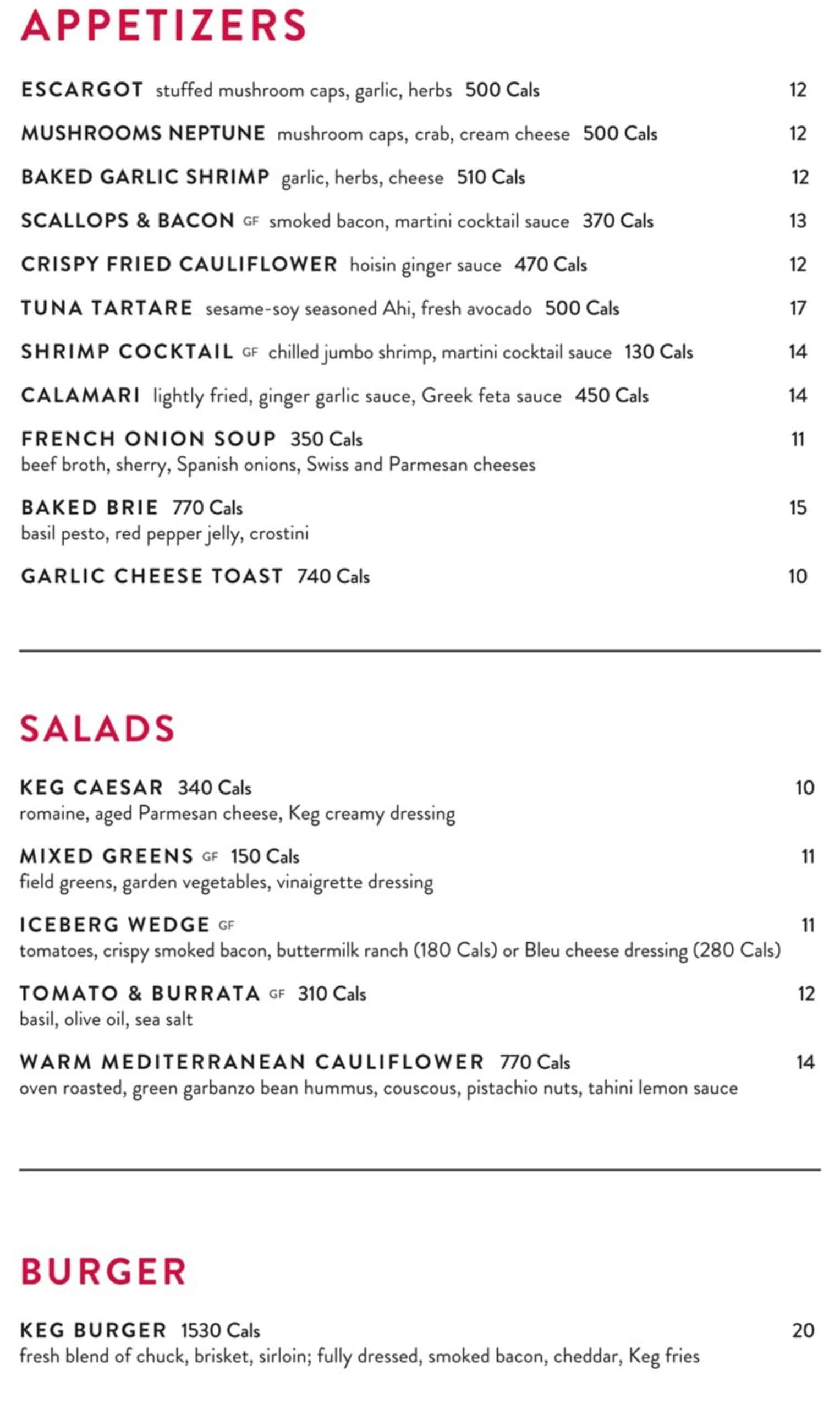 The Keg Menu Canada Prices 2023