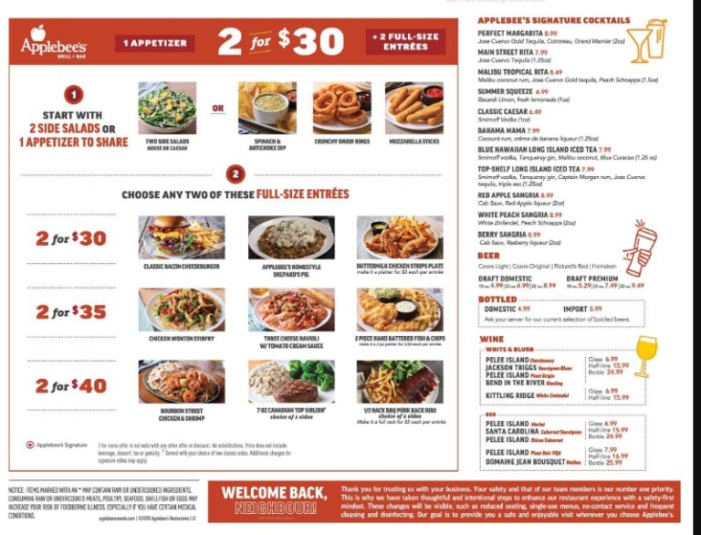 Applebee’s Canada Menu & Latest Prices 2023