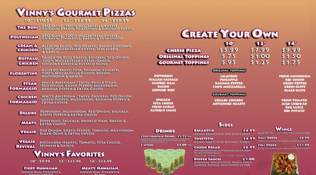 Cousin Vinny's Pizza Menu Canada Create your own