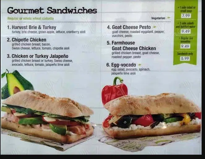 Cultures Menu Canada Sandwiches