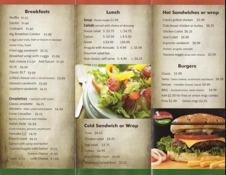 Daily Grill Menu Canada Burgers,Breakfast Menu