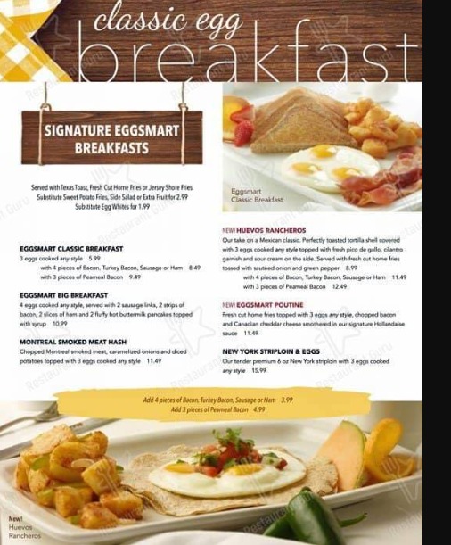 Eggsmart Breakfast Menu Canada 