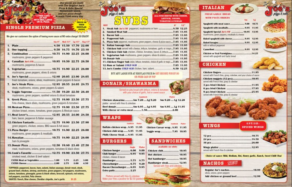 Original Joe’s Menu Canada Prices List 2023