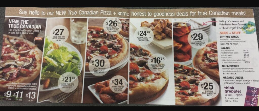 Panago Pizza Menu Canada Pizzas