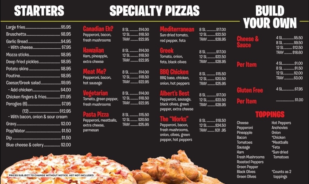 Pizza Pizza Menu Canada List