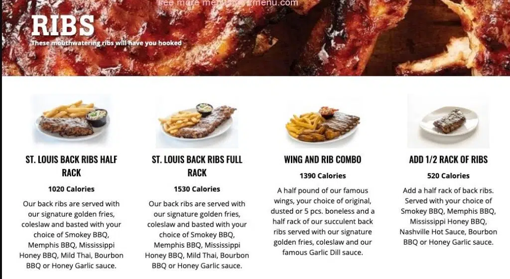 St Louis Menu Canada Ribs