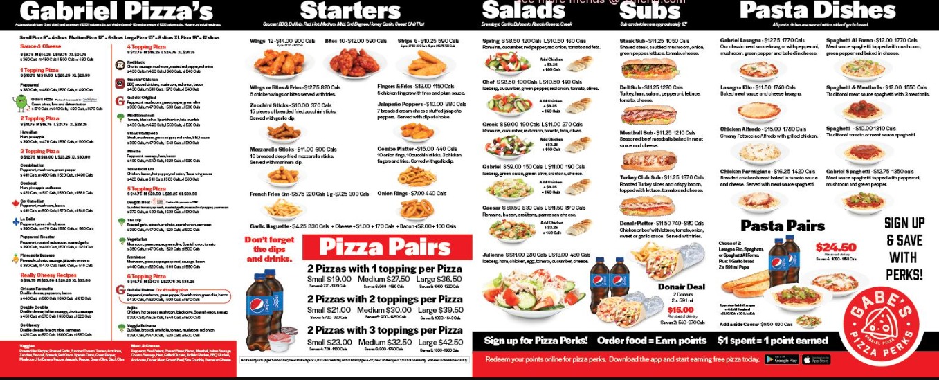 Gabriel Pizza Menu Canada Prices List 2023