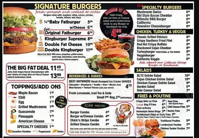 Fatburger Menu Canada Prices List 2023