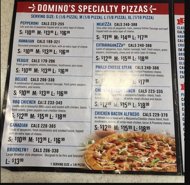 Domino’s Pizza Menu Canada Prices List 2023