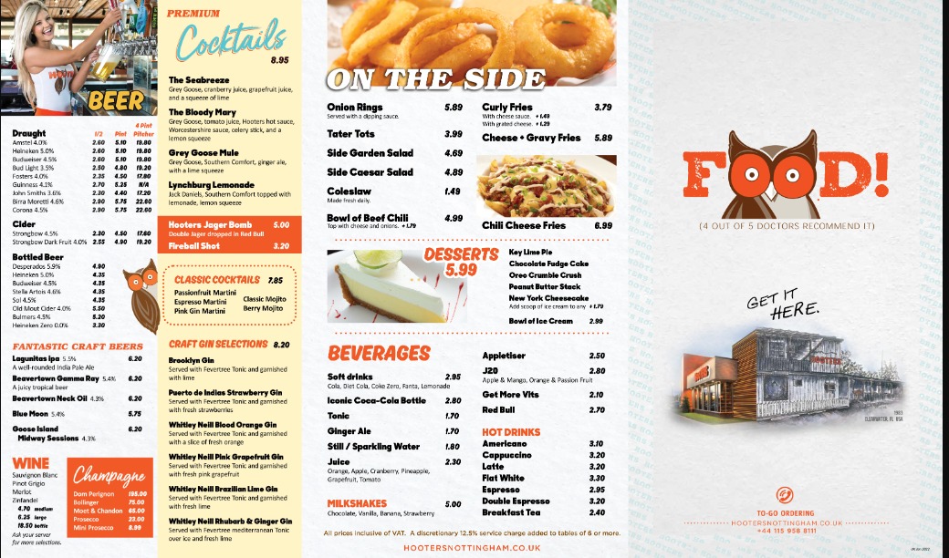 Hooters Menu Canada & Latest Prices 2023