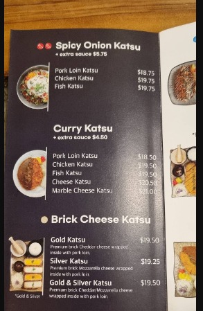 Katsuya Canada Curry Menu