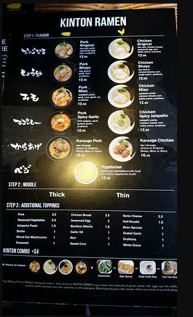 Kinton Ramen Menu Canada List