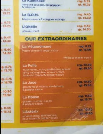 La Banquise Menu Canada Extras