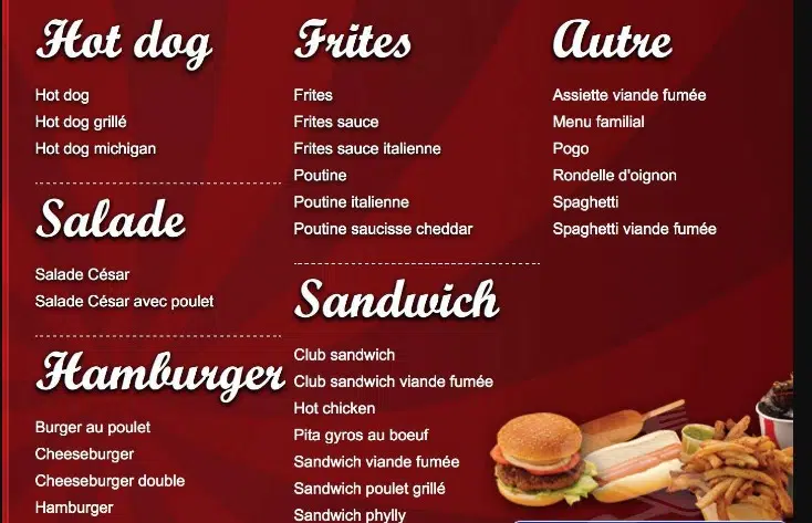 La Belle Province Menu Canada Hot Dogs