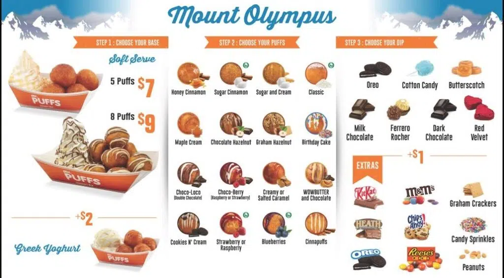 Mr. Puffs Menu Canada Mount Olympe