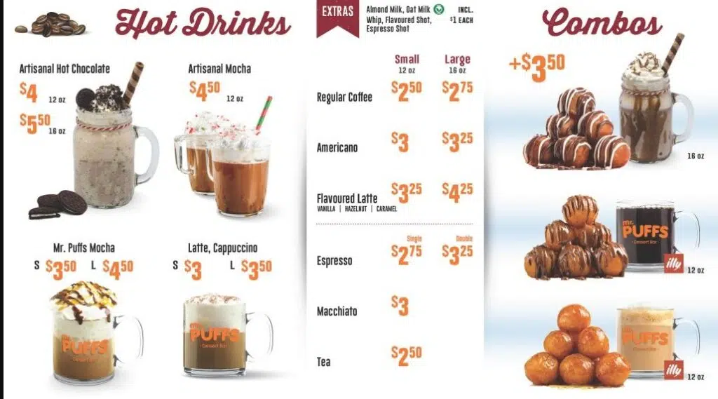 Mr. Puffs Menu Canada Hot Drinks