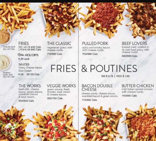 New York Fries Menu Canada Fries and Poutine