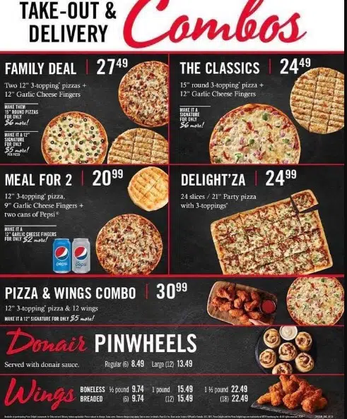 Pizza Delight Menu Canada List