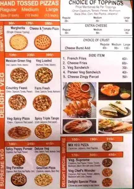 Pizza Delight Menu Canada Pizza