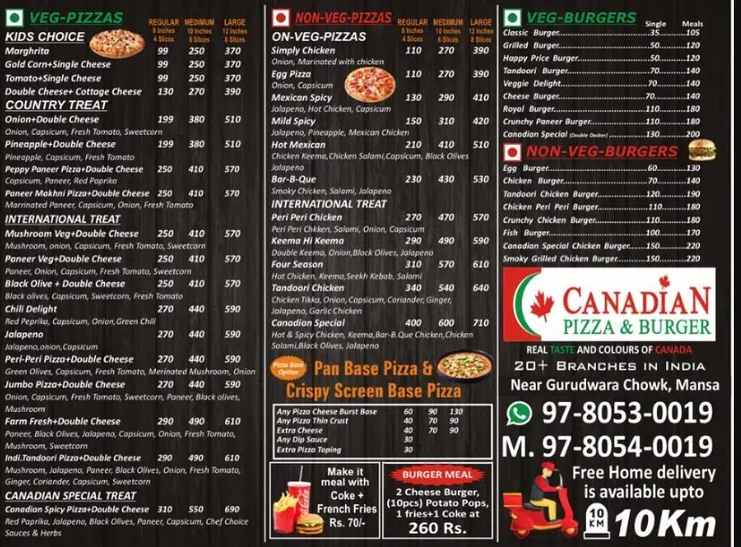 Pizzaiolo Menu Canada List