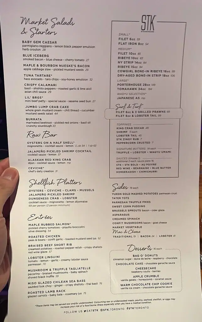 STK Menu List Canada