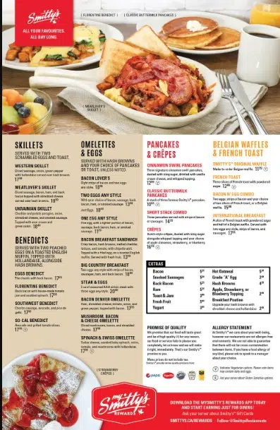 Smitty’s Menu Canada List