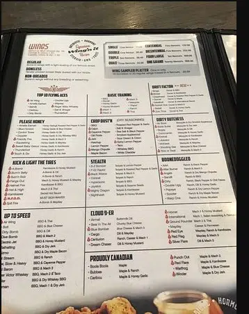 Wing’N It Menu Canada List