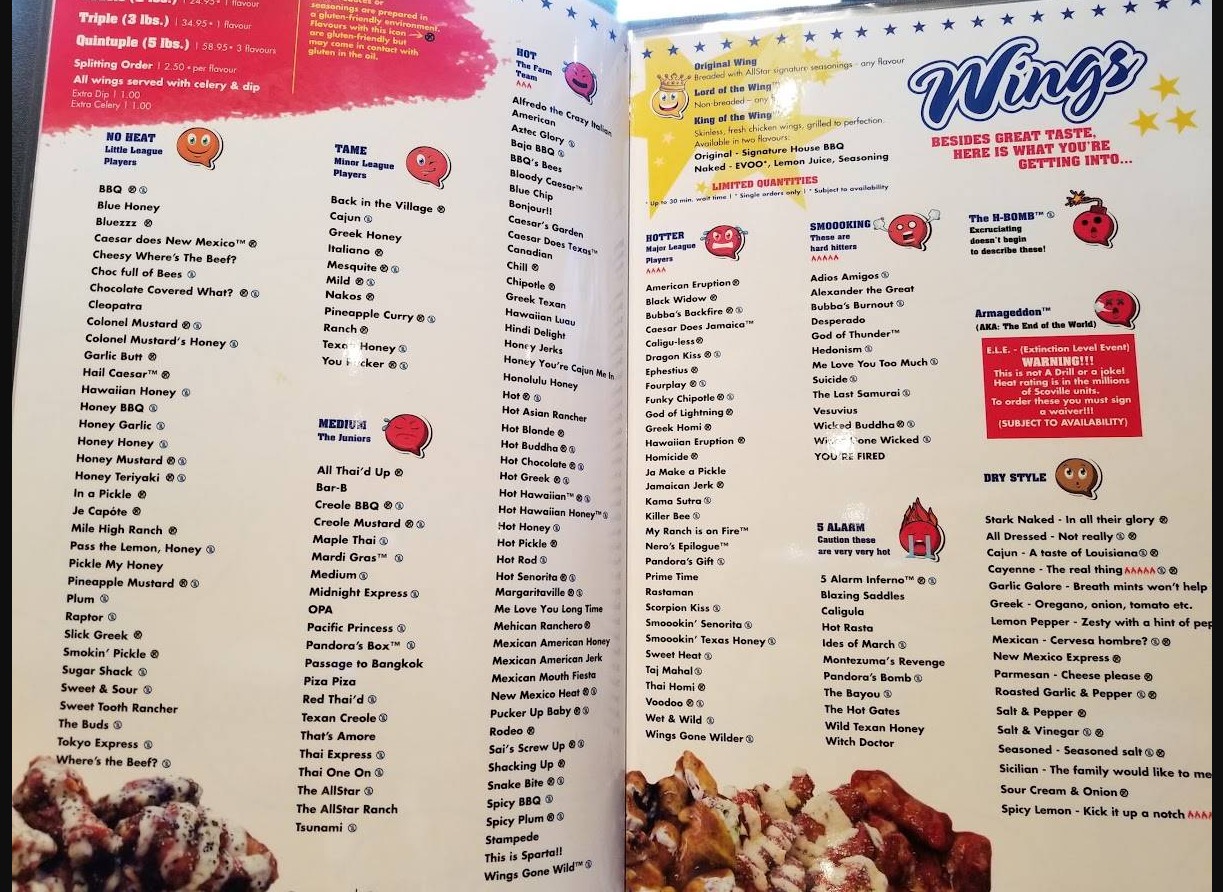 AllStar Wings & Ribs Menu Canada & Latest Prices 2023