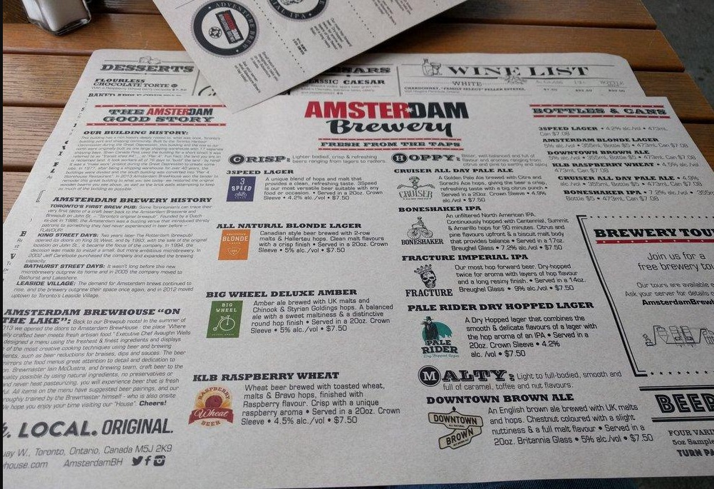 Amsterdam Brewhouse Menu Canada List