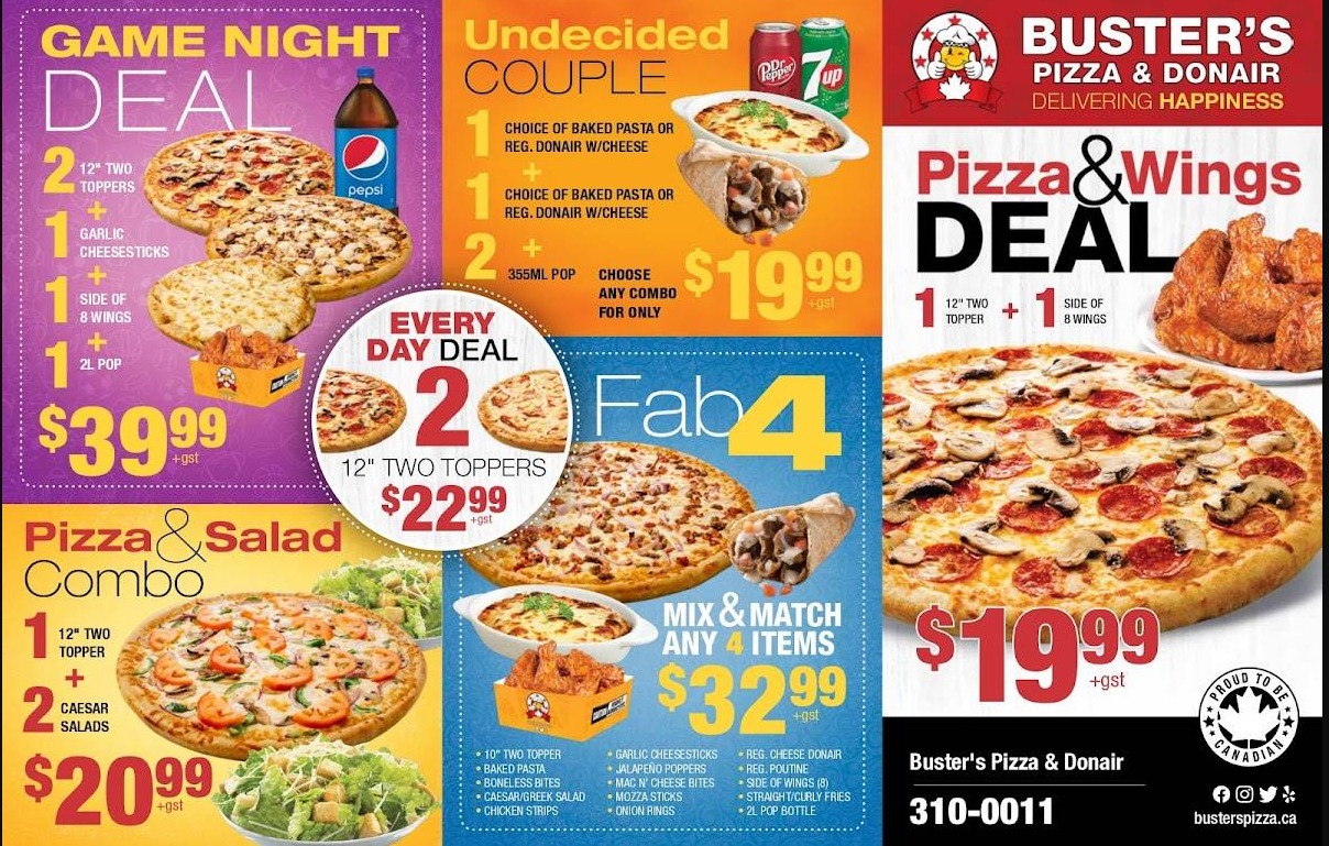 Buster’s Pizza Menu Canada & Latest Prices 2023