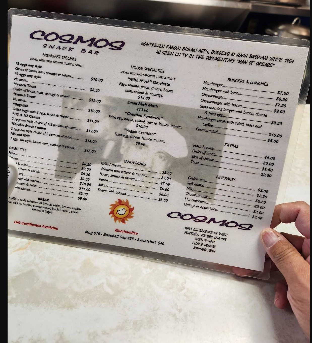 Cosmos Menu Canada & Latest Prices 2023