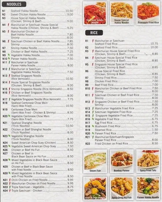 Hakka Legend Menu Canada Rice List