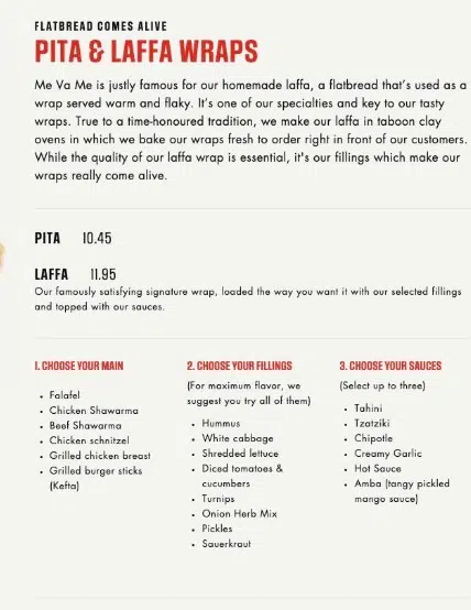 Me va me menu canada List