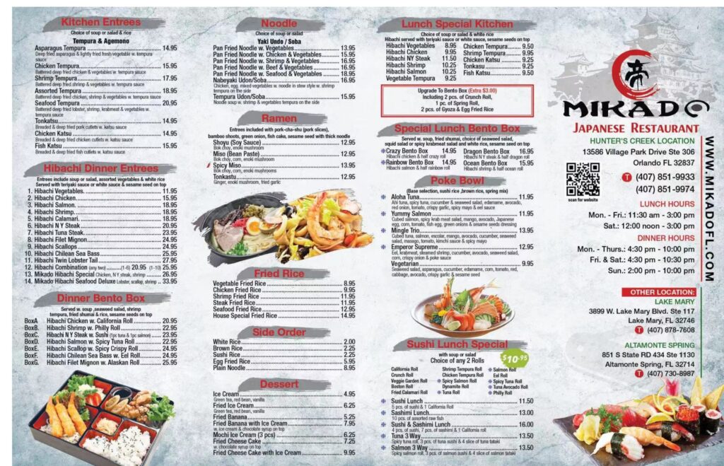 Mikado Japanese Restaurant Menu Canada List