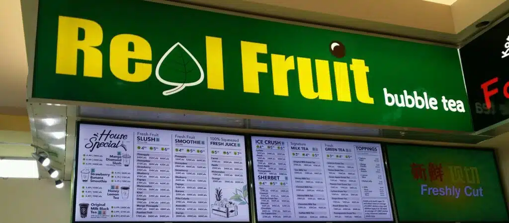 Real Fruit Bubble Tea Menu Canada List