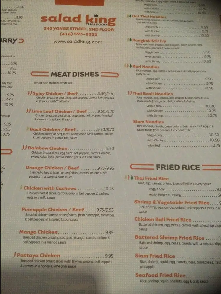 Salad King Menu Canada Price