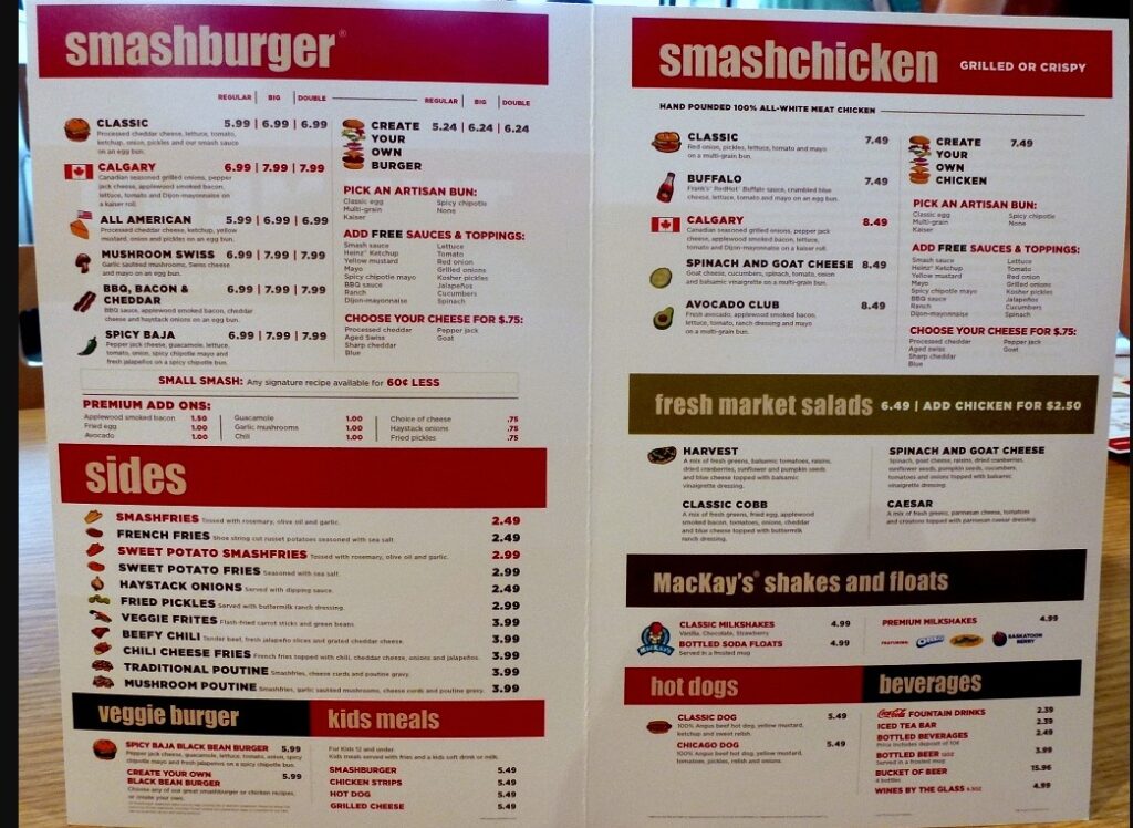 Smashburger Menu Canada Sides