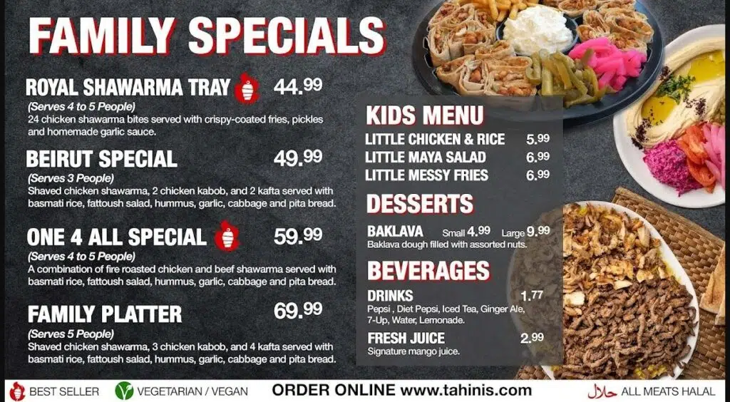 Tahini's Shawarma Menu Canada Family Special