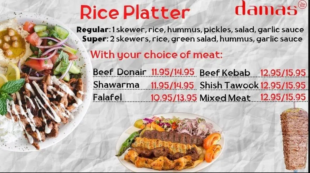 Damas Cafe Menu Canada Rice