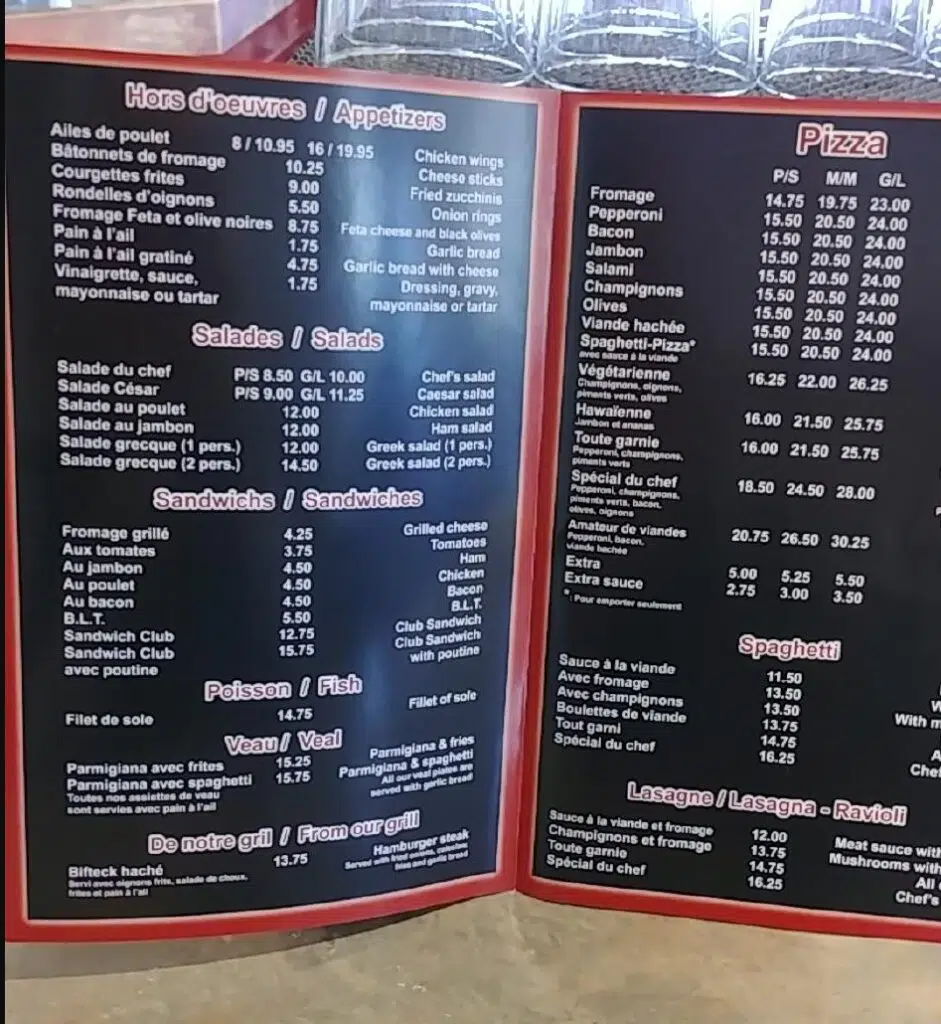 Gatineau Menu Canada List